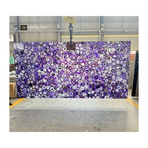 Factory Price Large Natural Polished Backlit Purple Agate Stone Slab For Sale