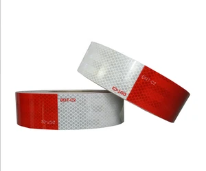 Factory Supply PVC Reflective Red and White Tape DOT-C2 Cinta Reflectiva Cintas Reflactantes High Adhesive Reflective Material