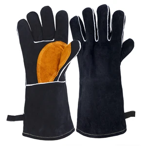Heavy Duty Reinforced Split Leather Welding Gloves Safety Hand Protection Gloves with Firefighting Barbeque Features