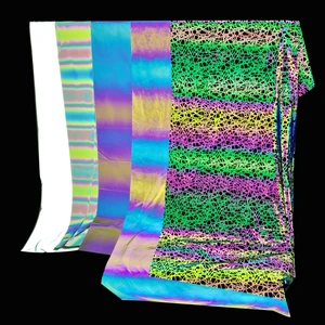 Iridescent Color Reflective Fabric Rainbow Polyester Spandex Reflective Fabric Material for Clothing