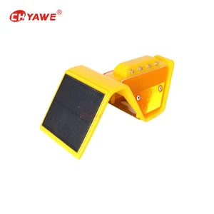 Solar Traffic Safety Delineator Light Yellow, Solar Powered 8 LED Reflective Marker Long Visible Distance Working Hour