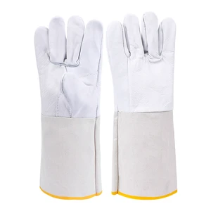 Long Canvas Double-layer Protective Heat Resistant Fireproof Thicken Safety Work Electric Welding Gloves for Welders