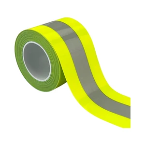 High Visibility Reflective Heat Transfer Vinyl 2in X 5yd Fluorescent Yellow/Silver PVC Material Iron Tape for Clothing