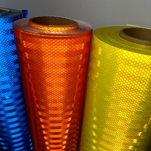 LU High Visibility PET 1.22m White Permanent Reflective Sheeting Film Honeycomb Micro Prismatic Reflective Vinyl Roll
