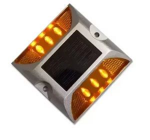 Aluminum Waterproof Warning Traffic Light Road Marker Light LED Cat Eye Solar Road Stud