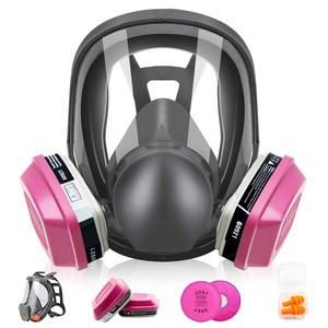 For Construction & Industry 6800 Reusable Full Facepiece Gas Mask With Double 60923 Multi Gas Cartridges Respiratory Protection
