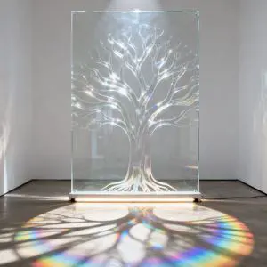 Iridescent Rainbow Acrylic Sheet With High Light Transmittance. Dichroic Pmma For Art Sculptures And Museum Light Installations