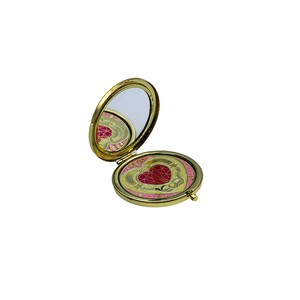 Metallic Custom 3D Shape Hard Enamel Crystal Silk Printing Compact Mirror Small Mirror With Pressure Button