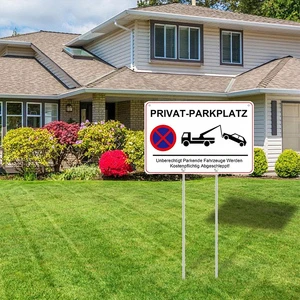 German Private Parking LOT Sign Traffic Sign Aluminum Metal Courtyard Warning Sign with Pole