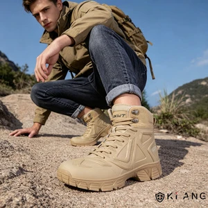 New Custom Waterproof Leather Tactical Boots Extra-large Size Anti-slip Hiking Outdoor Anti-slip Boot For Men