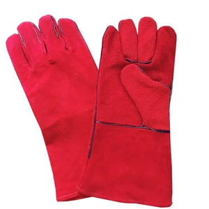 Red Welding Glove Safety Welding Protective Leather Working Gloves