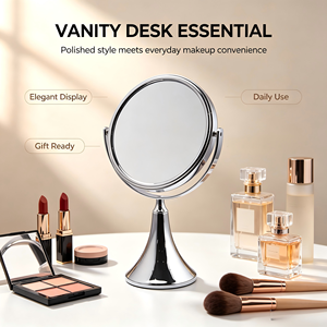 High Quality Stable Double Sided Round Vanity Makeup Mirror Magnifying Function Iron Frame Desktop Cosmetic Mirror