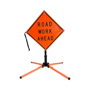 PVC Engineer Grade Reflective Roll-Up Construction Traffic Signs with Ground/Wall Mount Stand-Hengxing Brand
