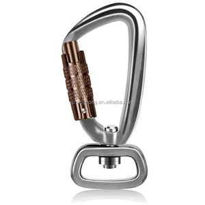 D-type Swivel 360 Rotating Twist Locking Carabiner Hook Aviation Aluminum Auto Locking Climbing Carabiner Clip For Rock