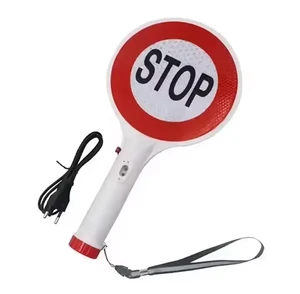 Double Side Hand Held Stop Sign Led Flashing Light Traffic Road Warning Sign