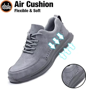High End Microfibre Leather Safety Shoes for Men Steel Toe Lightweight Outdoor Sneakers OEM Factory