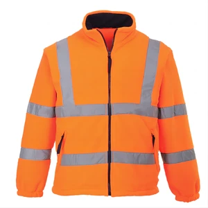 Jinwei Factory Supply High Visibility Work Wear Safety Clothing Fluorescent Color Hi Vis Reflective Polyester Fleece Jacket