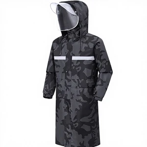 High-Visibility Waterproof Long Raincoat Reflective Safety Rainwear For Riding Construction Work Hooded Rain Jacket Wholesale