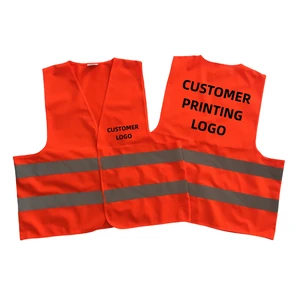 Factory Custom Polyester Reflective Safety Vest With Two Reflective Strips Hi Vis Construction Work Vest Printable Logo