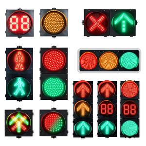 200mm 300mm 400mm Countdown Red Green Yellow PC Material Crossroads Mains Powered and Solar Led Traffic Lights