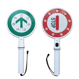 Wholesale Road Crossing Guard Handheld Reflective Battery Arrow Safety Signage Led Flashing Traffic Control Stop Sign with Light