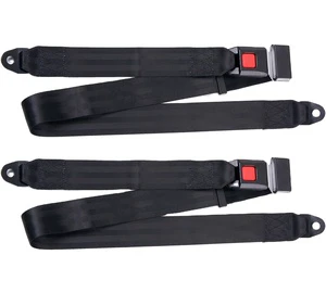 Seat Belt 2 Point Adjustable Belts Harness Kit for Go Kart, Club Golf Cart in Black (54-Inch with Installation Screws) Set of 4