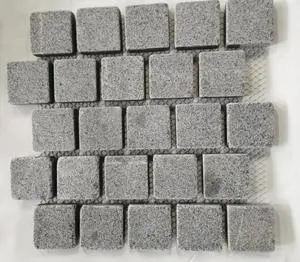 Granite Paving Stone or Curbstone with Mesh on Back Durable Outdoor Modern Design 1 Year Warranty