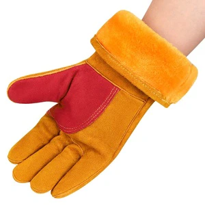 ZhiKangAn Cowhide Fleece Electric Welding Gloves Thickened Anti-Scald Heat Insulation High Temperature Resistant Cold-Proof