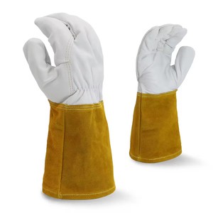 Hot Selling 14' Cow Split Leather Welding Gloves Industrial Safety Protective Welder Gloves Winter Long Hand Leather Gloves