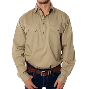 Customized Best Quality Factory Workwear Design Work Shirt Half Button Embroidered Men Work Shirt Australian