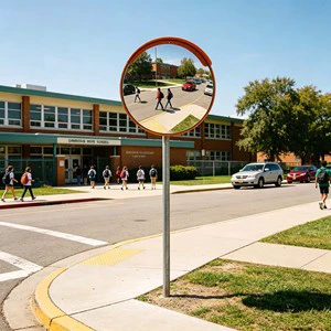 Round Outdoor Convex Mirror PC Lens Wide Angle Security Mirror for Roadway Safety & Crime Prevention