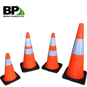 Hot Sales Safety Road Warning Bright Color Black Base Durable PVC Red Traffic Cone