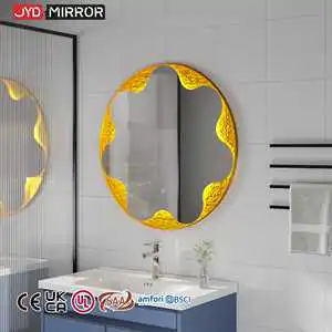 Wall Mounted 3000K-6500K CCT Round Led Lights Irregular Memory Function Supplier Hotel Illuminated Bathroom Mirror