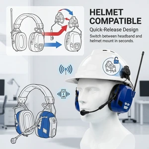 Anti-Noise Heavy Duty Hearing Protector Electronic Sound Pickup Tactical Intercom Earmuffs for Airport Ground Crew