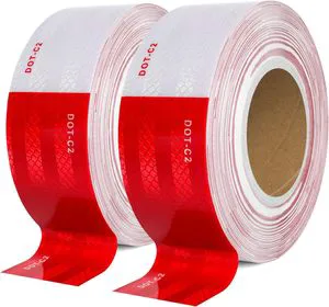 DOT-C2 Waterproof Red and White Reflective Safety Tape PET Material Conspicuity Tape for Outdoor Use on Trailers Cars Trucks