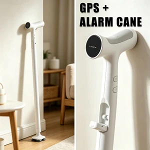Cane Gps Aluminum Alloy Anti-slip Retractable Crutch Lightweight Hiking One-button Alarm With Light Hook And Intelligent Alarm