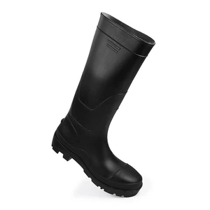 High Quality Steel Toe Black PVC Rain Boots Waterproof Anti-Slip Chemical Resistant Winter Work Shoes for Agriculture