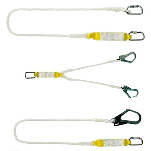 Fall Protection Vertical Ropes Harness Lanyard Safety Rope with Alloy Steel Grab Snap Hooks