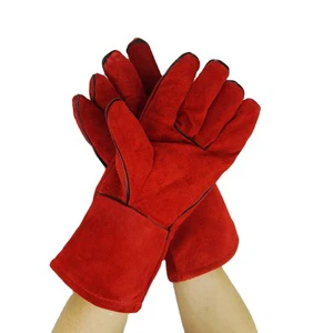 14 Inches Leather Welding Gloves Long Cuff Work Leather Gloves