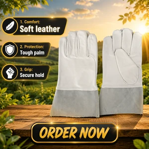 OEM Customized Five-Finger Smooth Heat Resistant Anti-Electric Spark Argon Arc Welding Gloves Sheepskin Palm Leather General