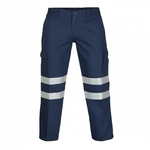 Flame-Retardant 100% Cotton Work Pants With High-Visibility Reflective Strips For Industrial Safety