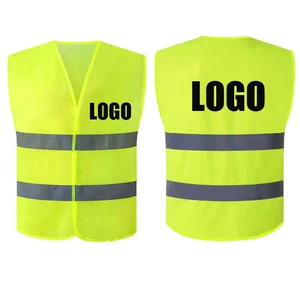 Custom High Visibility Reflective Safety Vest Men Polyester Material Mesh Featuring Logo Construction Security Workwear