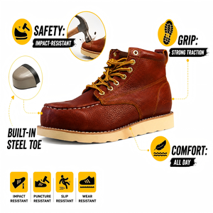 AOXIANG ACE Safety Winter Spring Autumn Summer High-Top Steel Toe Genuine Leather Safety Shoes For Midsole Rubber Outsole For