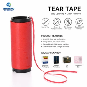 Custom Size Red Wave Tear Tape Roll For Packaging Boxes Cigarettes Cosmetics Playing Cards And Gifts