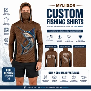 Custom Sublimation Fishing Hoodie With Face Mask UPF 50+ UV Protection Long Sleeve Sun Shirt