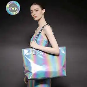 Reflective Glitter Iridescent Vinyl Fabric for Customized Bags and Outdoor Safety