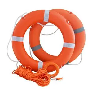 Plastic Inflatable Lifebuoy Ring with Retro-reflective Tape 2.5kg 700mm Diameter Adjustable Size for Marine Lifesaving