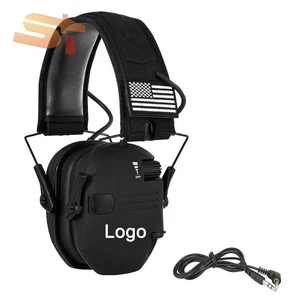Outdoor Tactical Electronic Earmuff ABS Safety Foldable Anti-Noise Gun Impact Sound Amplification Hearing Protector Case 23dB