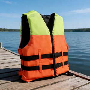 Professional Marine Life Vest | Orange/Yellow/Red Safety Jacket for Boats Yachts and Beach Activities | Customizable Logo