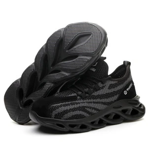 Men's Industrial Work Safety Shoes Casual Trainer with Steel Toe & Non-slip Fly Knit Protective for Factory Use TPU Insole